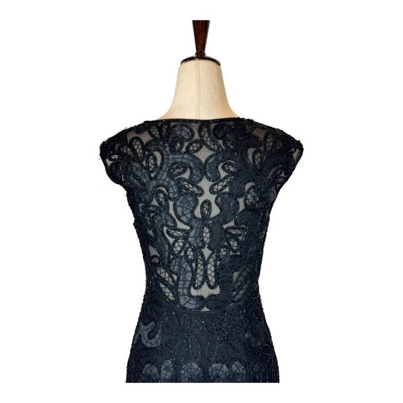 Sue Wong Dress Women 2 Black Lace Beaded‎ Illusion Knee Length Mini Sheath Party - Picture 5 of 14